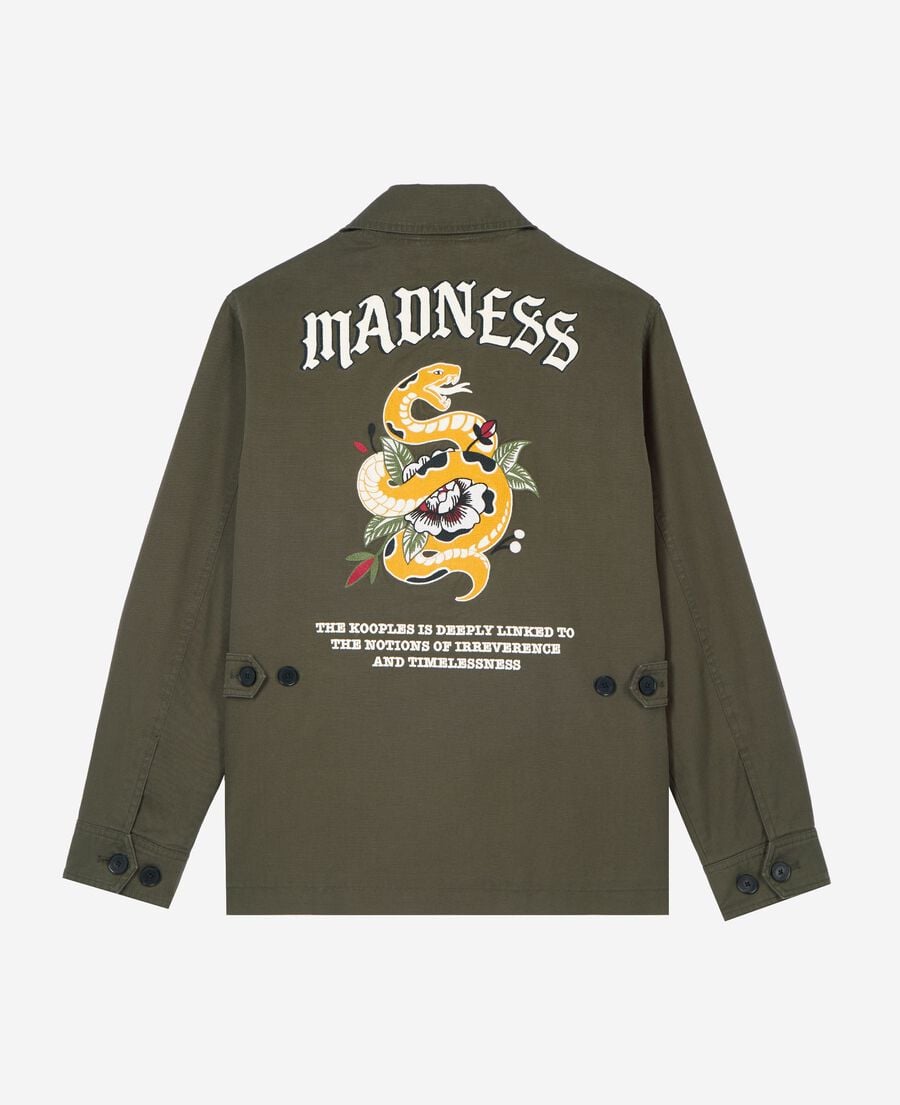 The Kooples FEMME KAKI blouson dos brod&eacute; en coton kaki