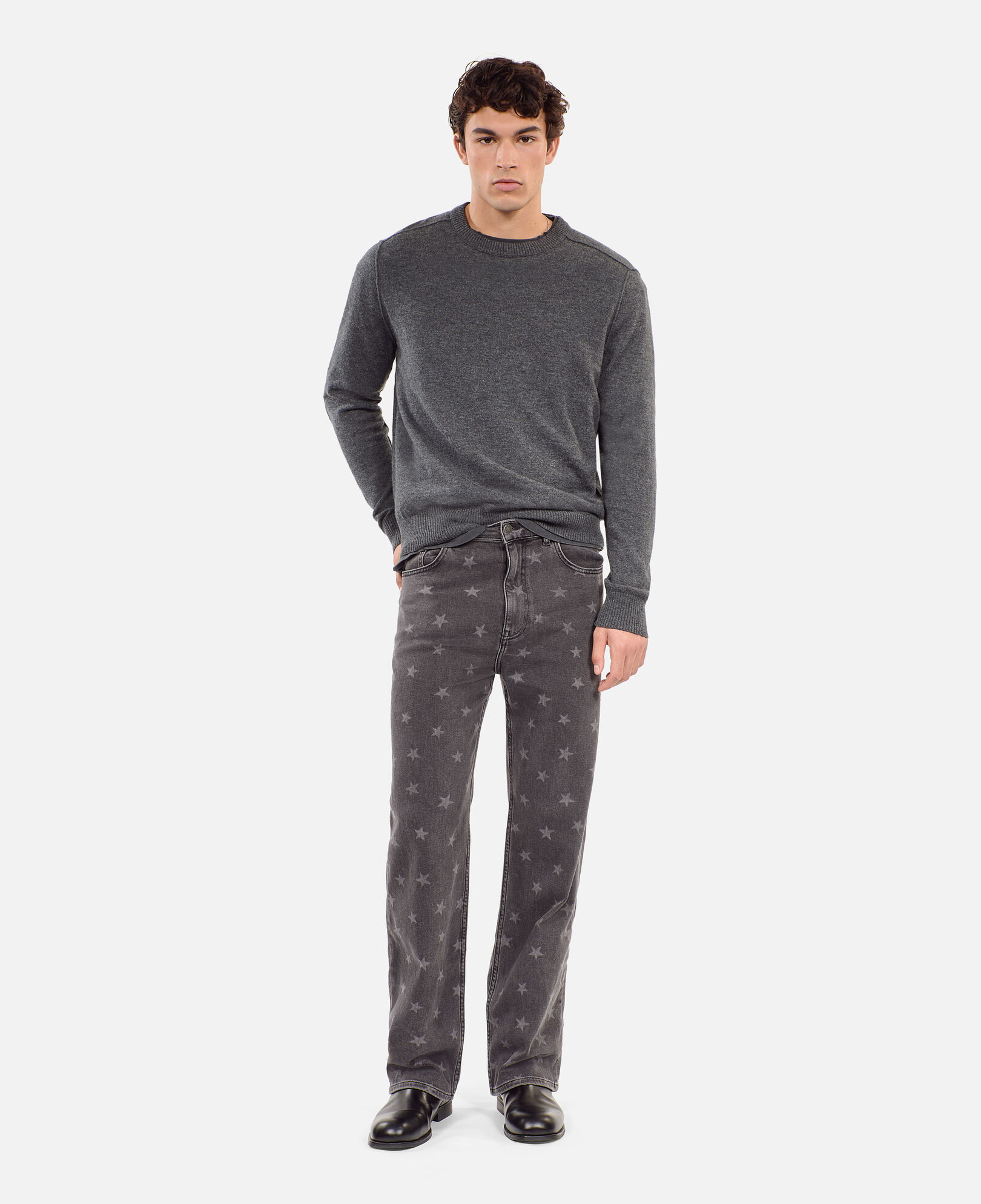 The Kooples HERREN MIDDLE GREY MEL grauer wollpullover