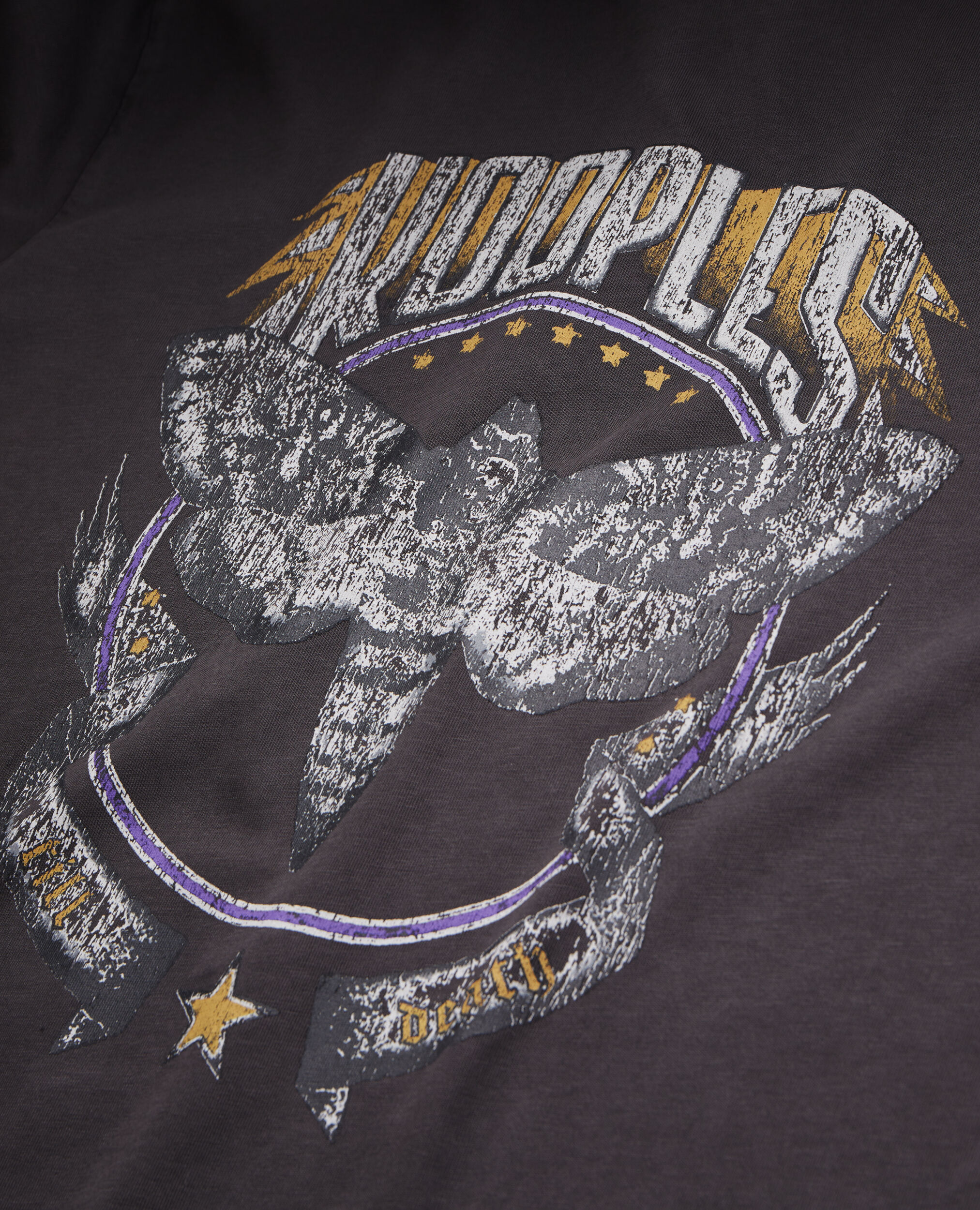 Carbon grey T-shirt with Skull butterfly screen print, CARBONE, hi-res image number null