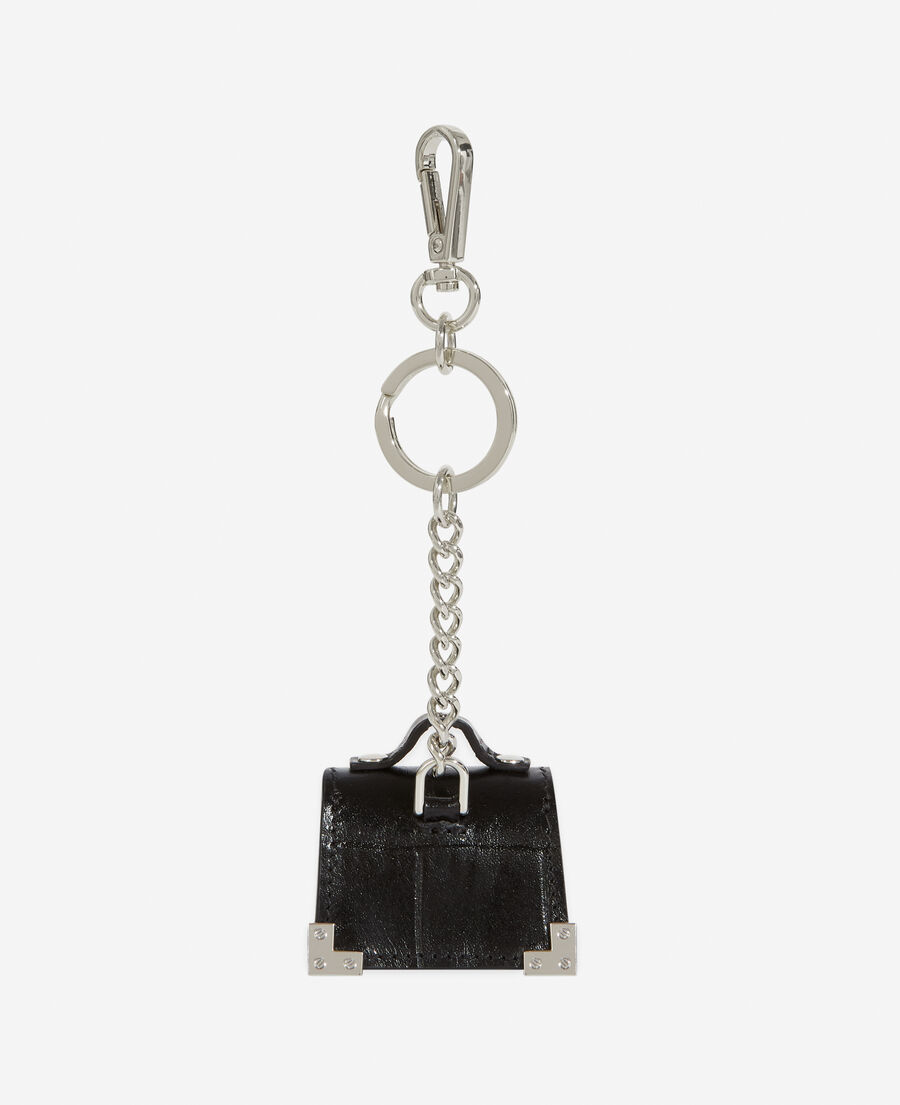 silberfarbener schlüsselanhänger emily mit schwarzer mini-tasche