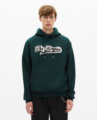 The Kooples HERREN BOTTLE GREEN kapuzen-sweatshirt mit dunkelgrünem aufnäher