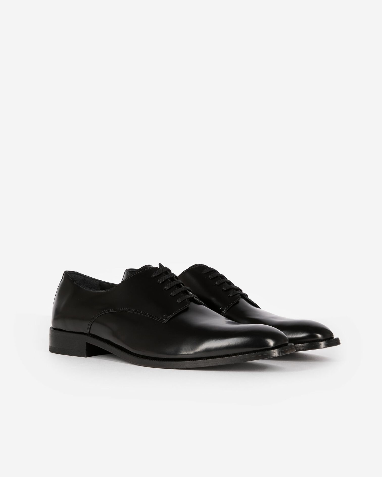 Black leather Derbies, BLACK, hi-res image number null