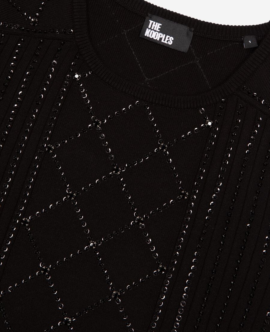 The Kooples WOMEN BLACK black rhinestone and pearl sweater
