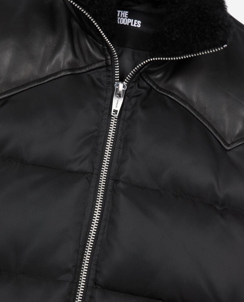 The Kooples HOMBRE BLACK chaqueta de plumas sin mangas con cuello efecto pelo negro