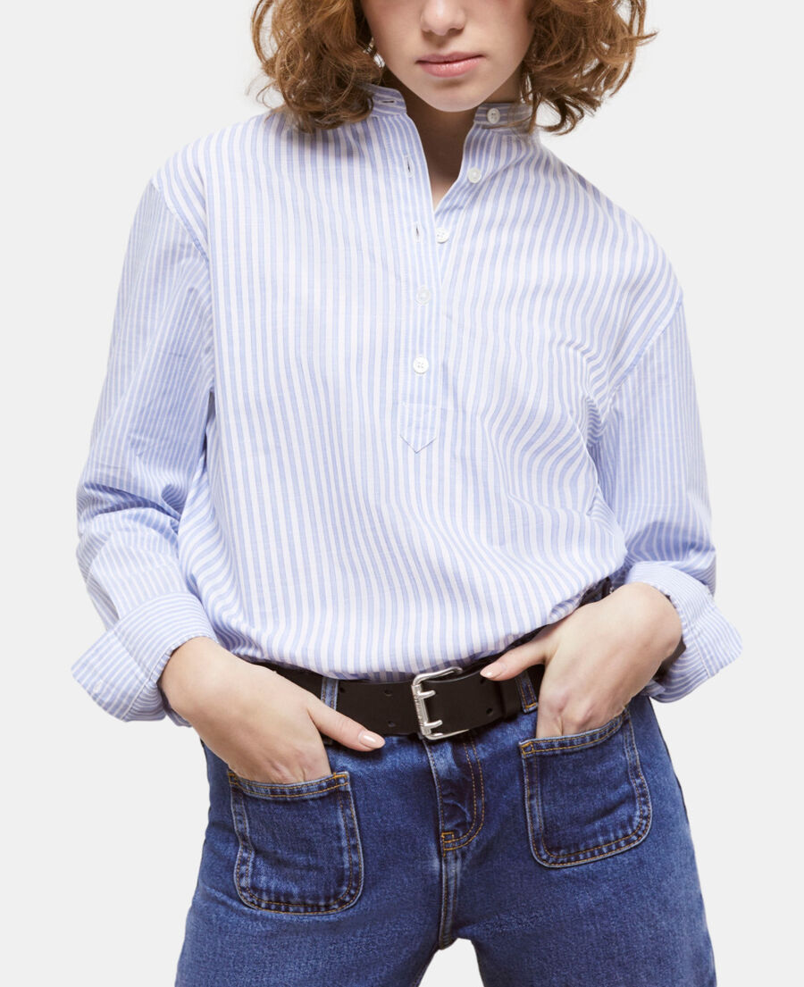 The Kooples WOMEN BLUE WHITE blue striped shirt