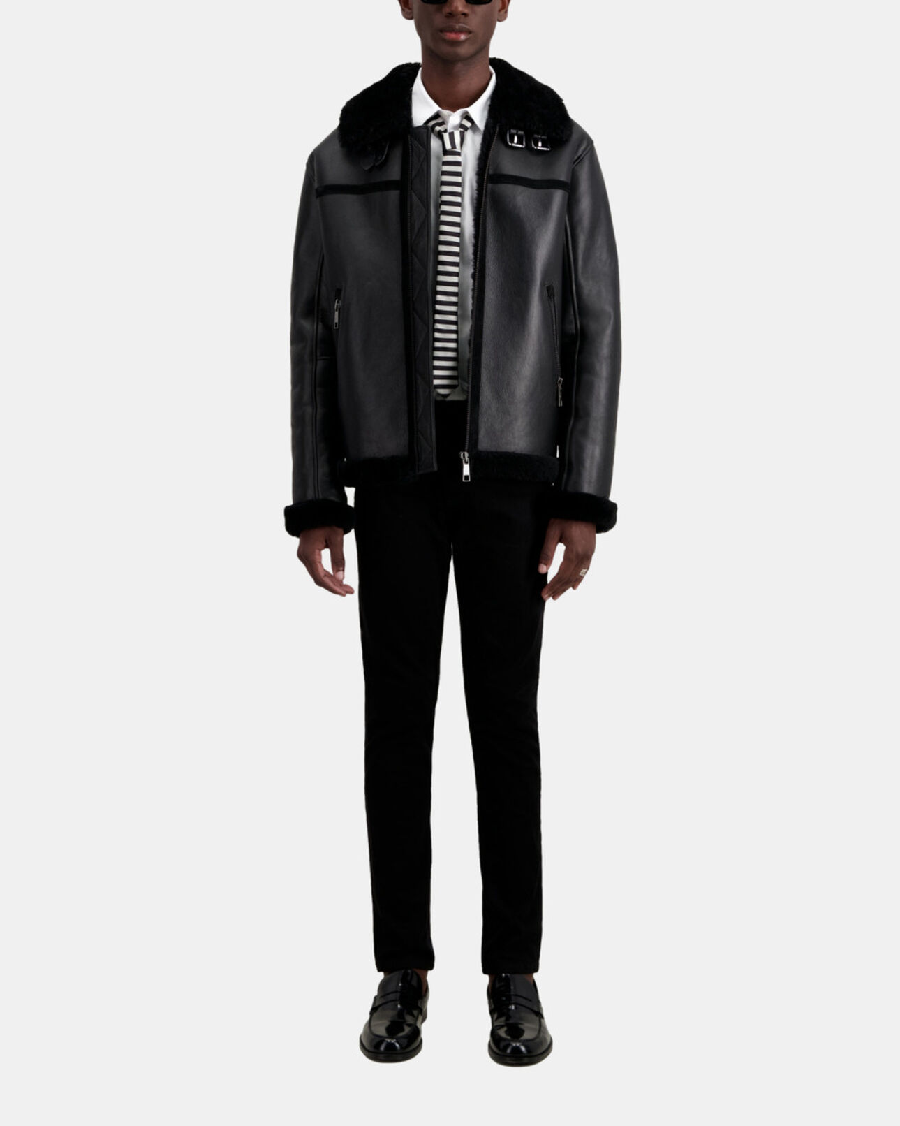 The Kooples MEN BLACK black shearling jacket