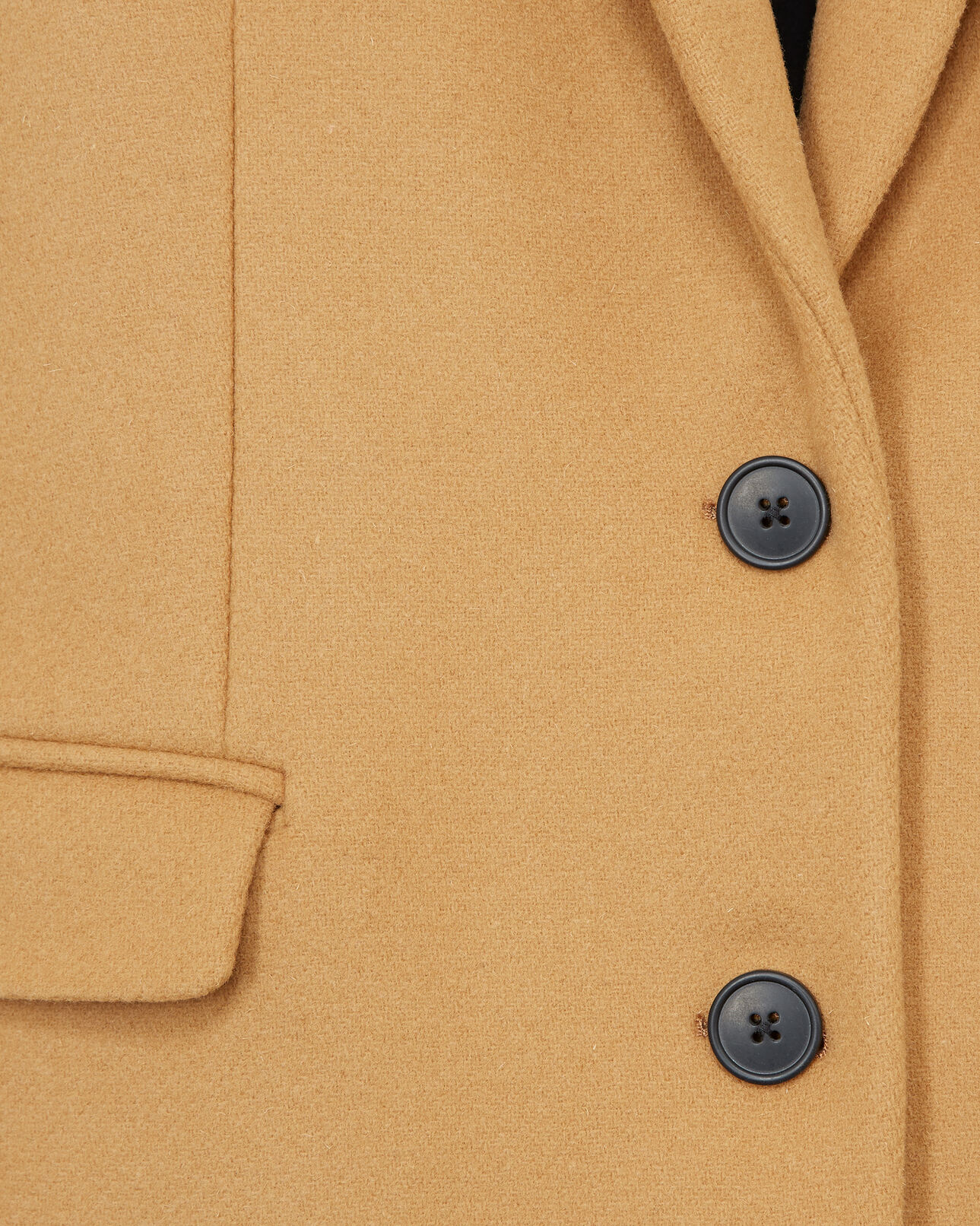The Kooples WOMEN CAMEL fitted camel wool coat with leather detail