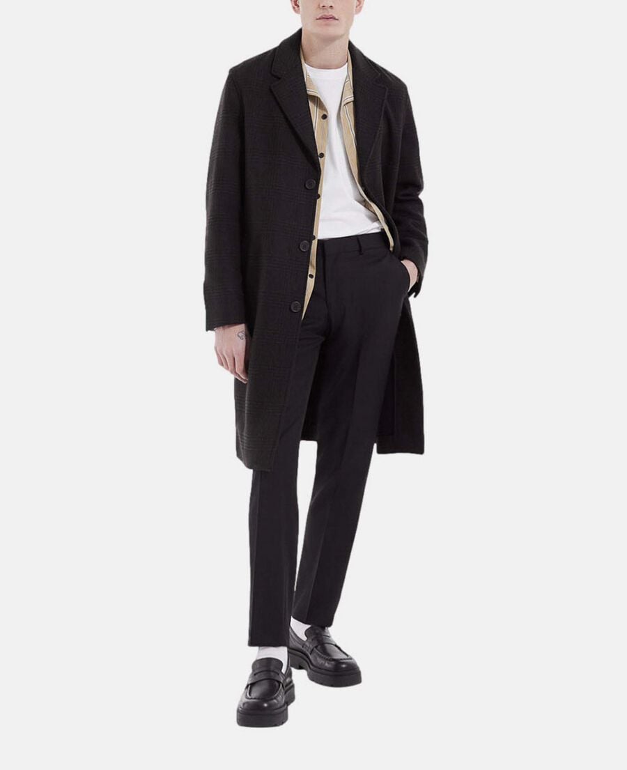 The Kooples HERREN BLACK BROWN mantel braun und schwarz kariert lang