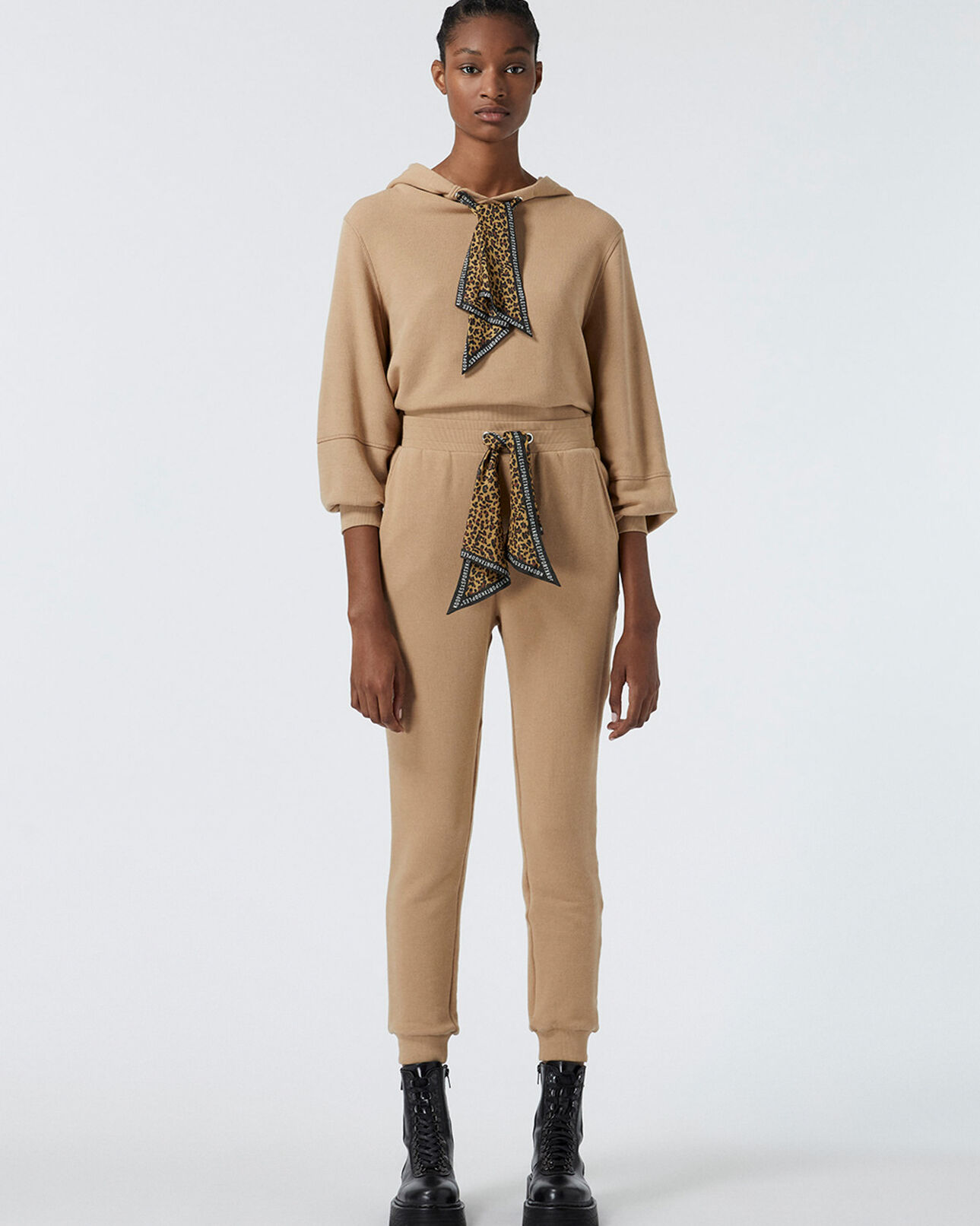 The Kooples MUJER CAMEL chándal camel con bufanda de cordón