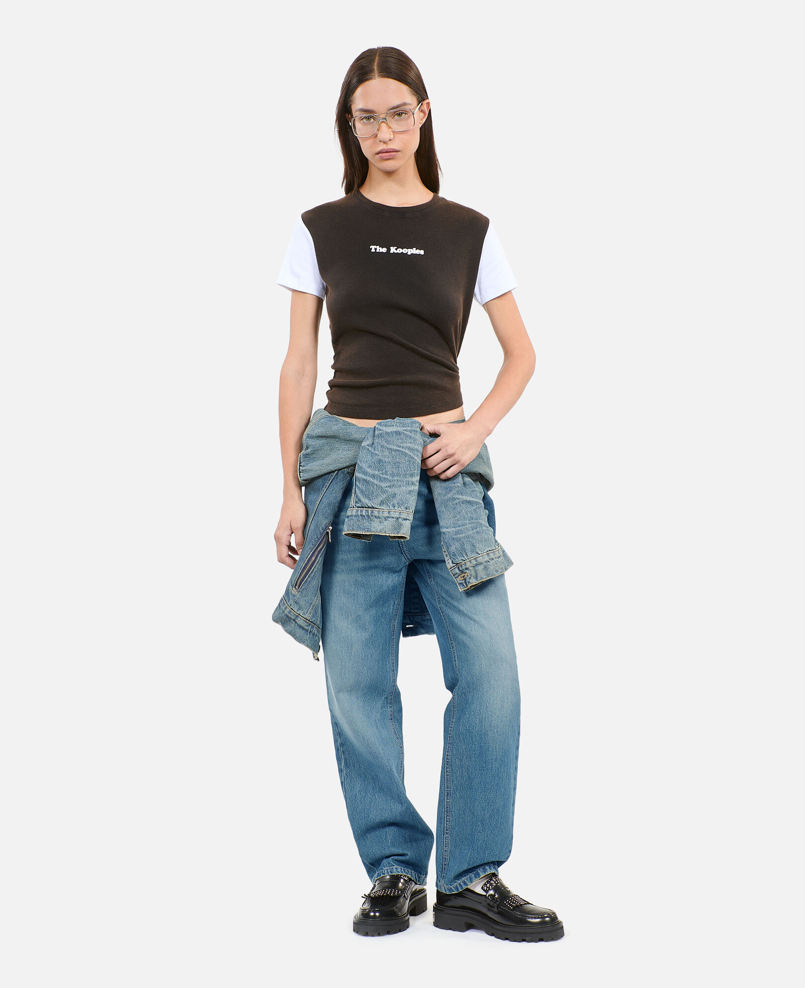 The Kooples WOMEN BROWN / BLACK dark brown logo t-shirt