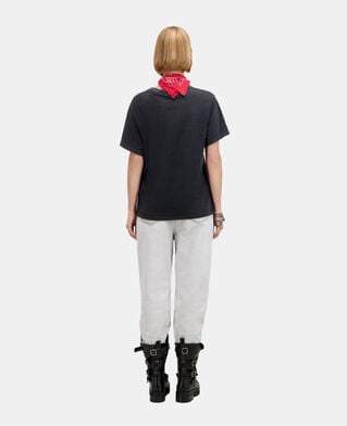 The Kooples DAMEN BLACK WASHED schwarzes t-shirt damen mit „eagle“-siebdruck