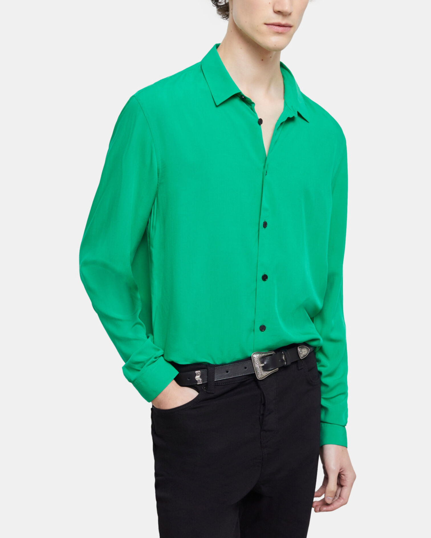 Camisa cuello clásico verde, GREEN, hi-res image number null