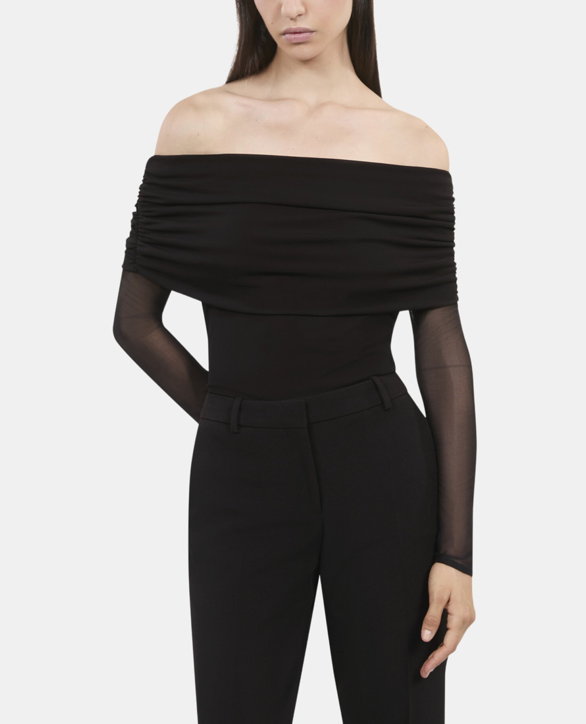 Black jersey top, BLACK, hi-res image number null