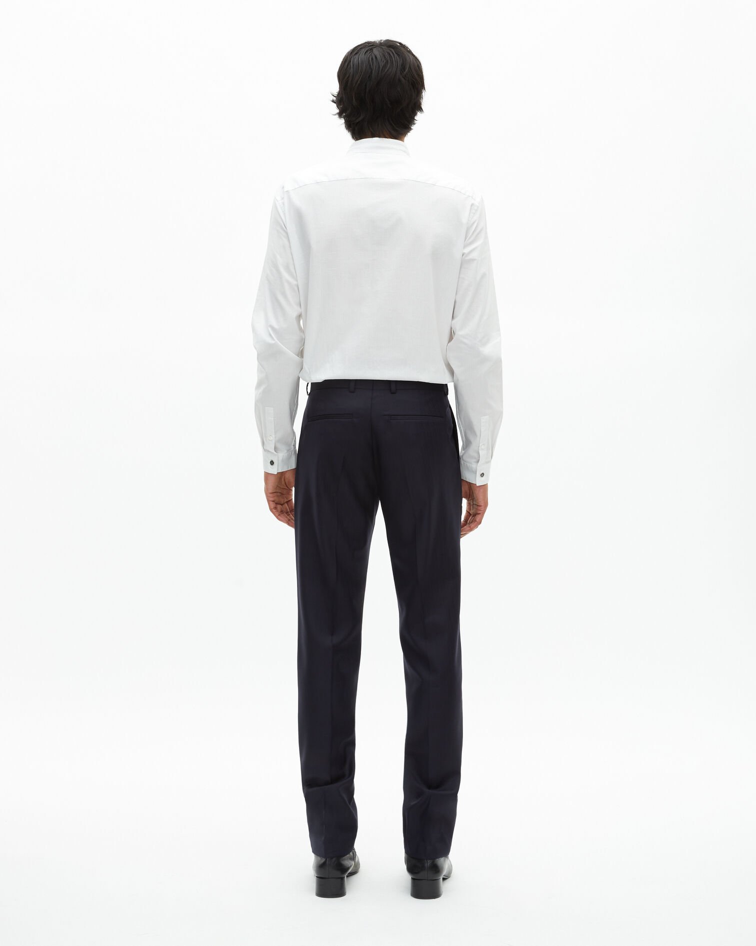 Pantalon de costume ajusté en laine marine, DARK NAVY, hi-res image number null