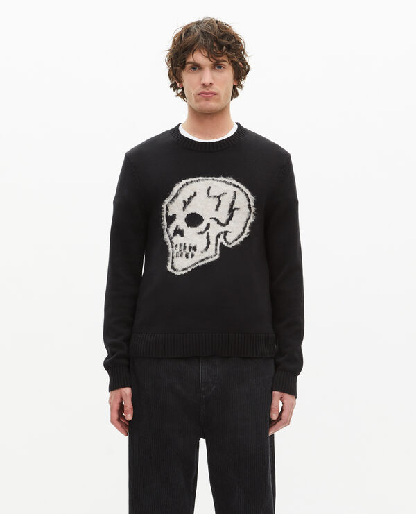 The Kooples MEN BLACK-ECRU black skull screen-printed sweater