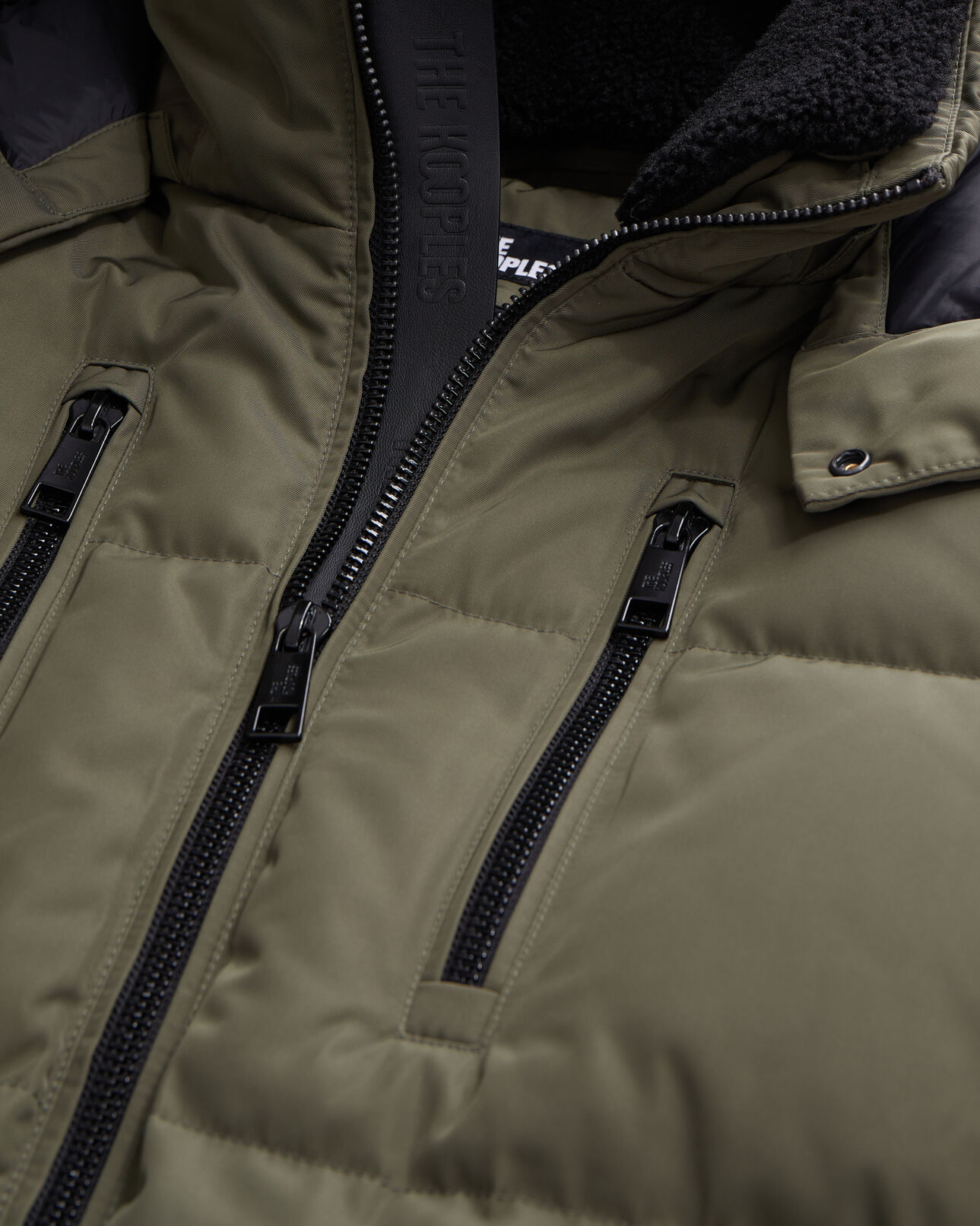 The Kooples MEN KAKI khaki hooded puffer jacket