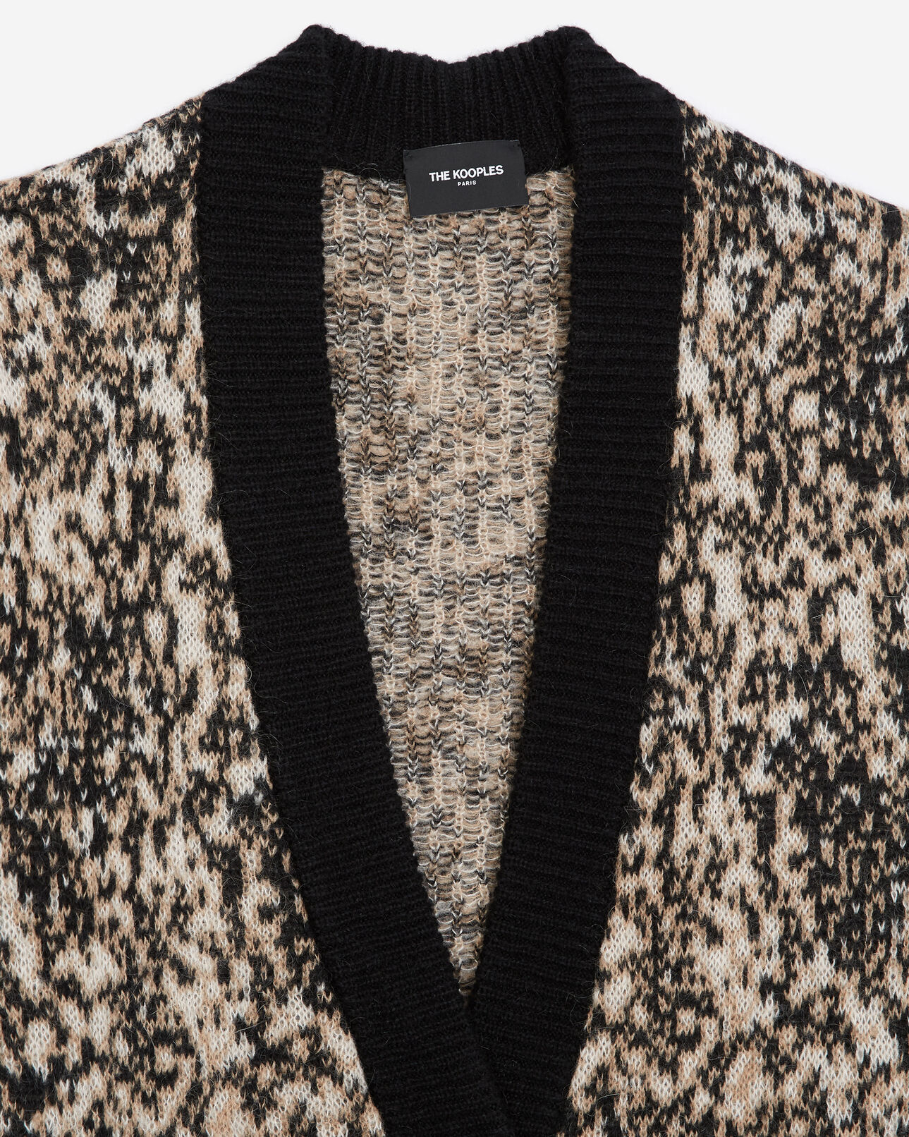 The Kooples DAMEN WHITE + BLACK PRINT strickjacke leopardenprint lang
