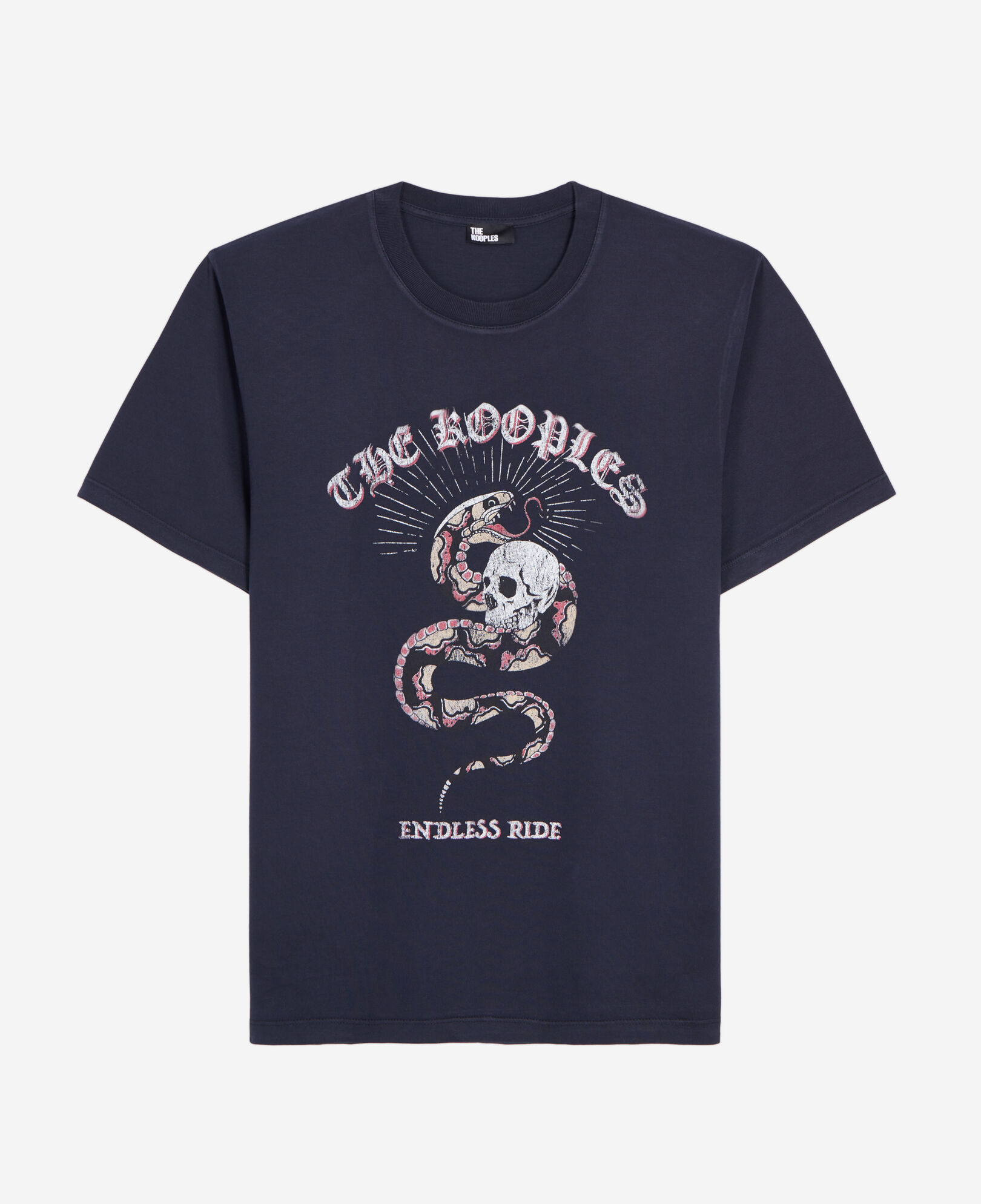 The Kooples MEN WASHED NAVY navy blue t-shirt with sneaky snake serigraphy