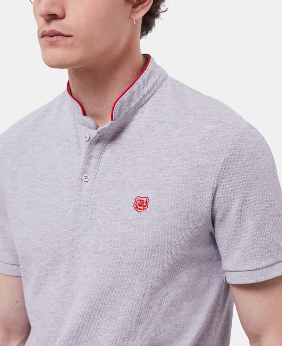 The Kooples H LIGHT GREY gray officer collar polo shirt