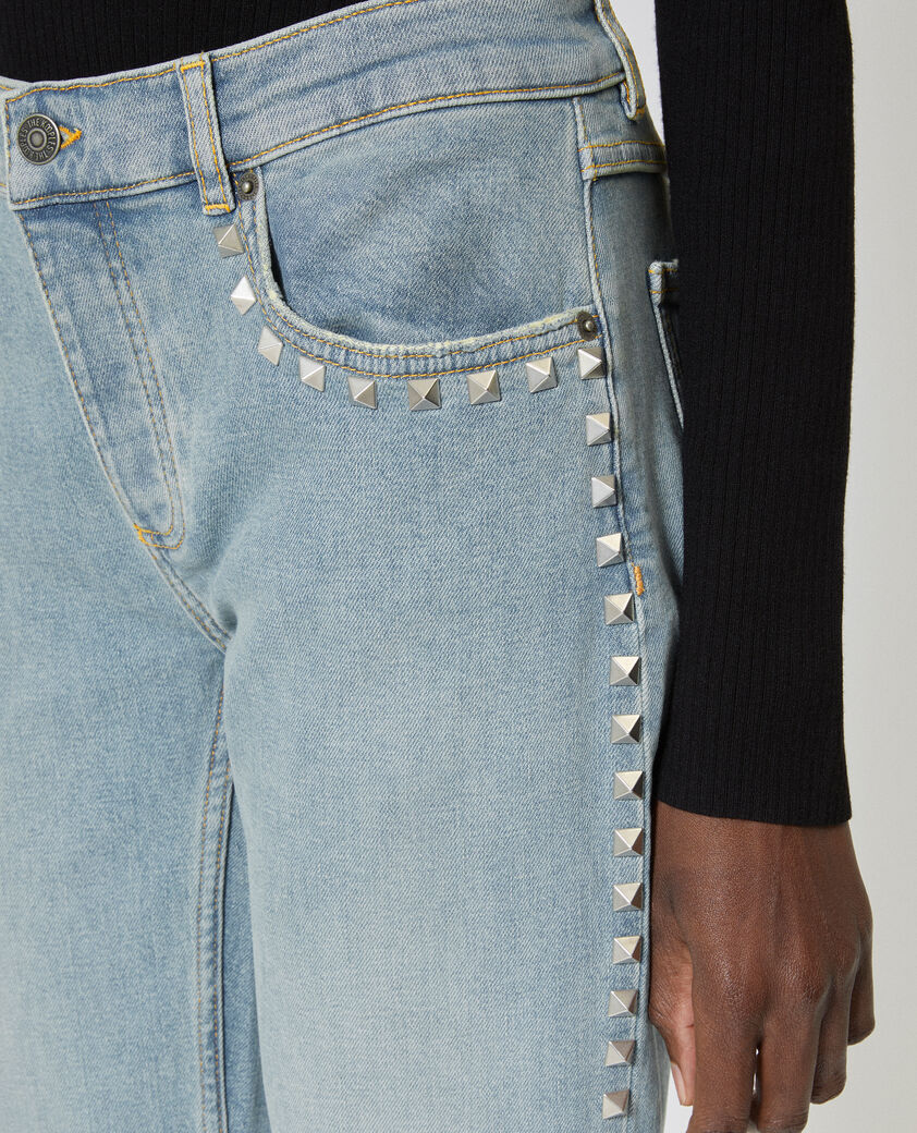 The Kooples FEMME BABY BLUE jean slim long avec studs bleu