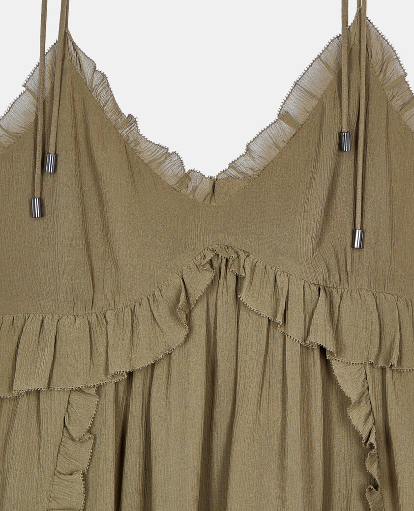 The Kooples FEMME KAKI robe courte en soie kaki