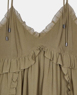 The Kooples DAMEN KAKI khakifarbenes, kurzes kleid aus seide