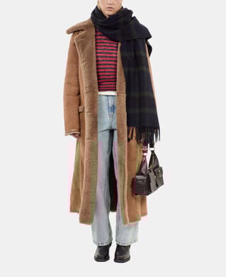 The Kooples M GREEN NAVY checked wool scarf