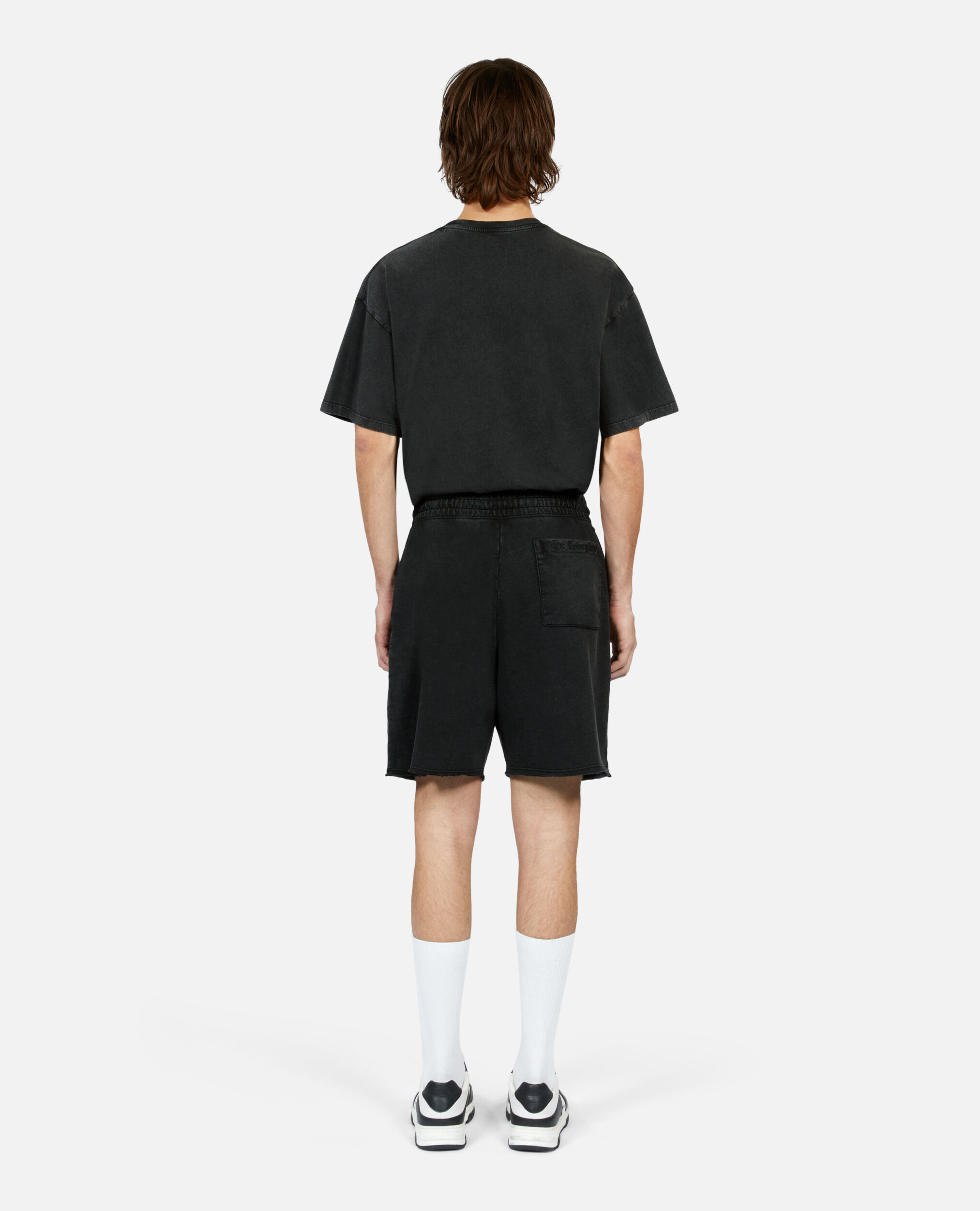 Schwarze Shorts aus Baumwolle, BLACK WASHED, hi-res image number null