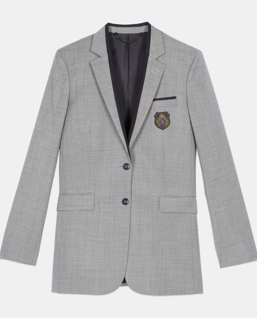 The Kooples DAMEN BEIGE MELANGE taupefarbene anzugjacke aus wolle