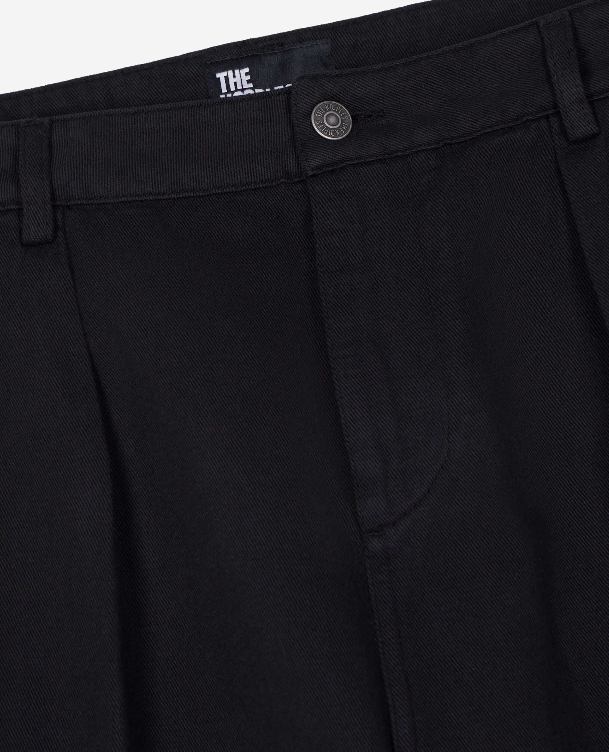 Black cotton and linen trousers with pleats, BLACK, hi-res image number null