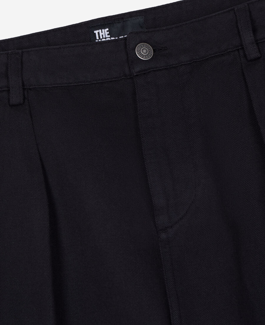 black cotton and linen trousers with pleats