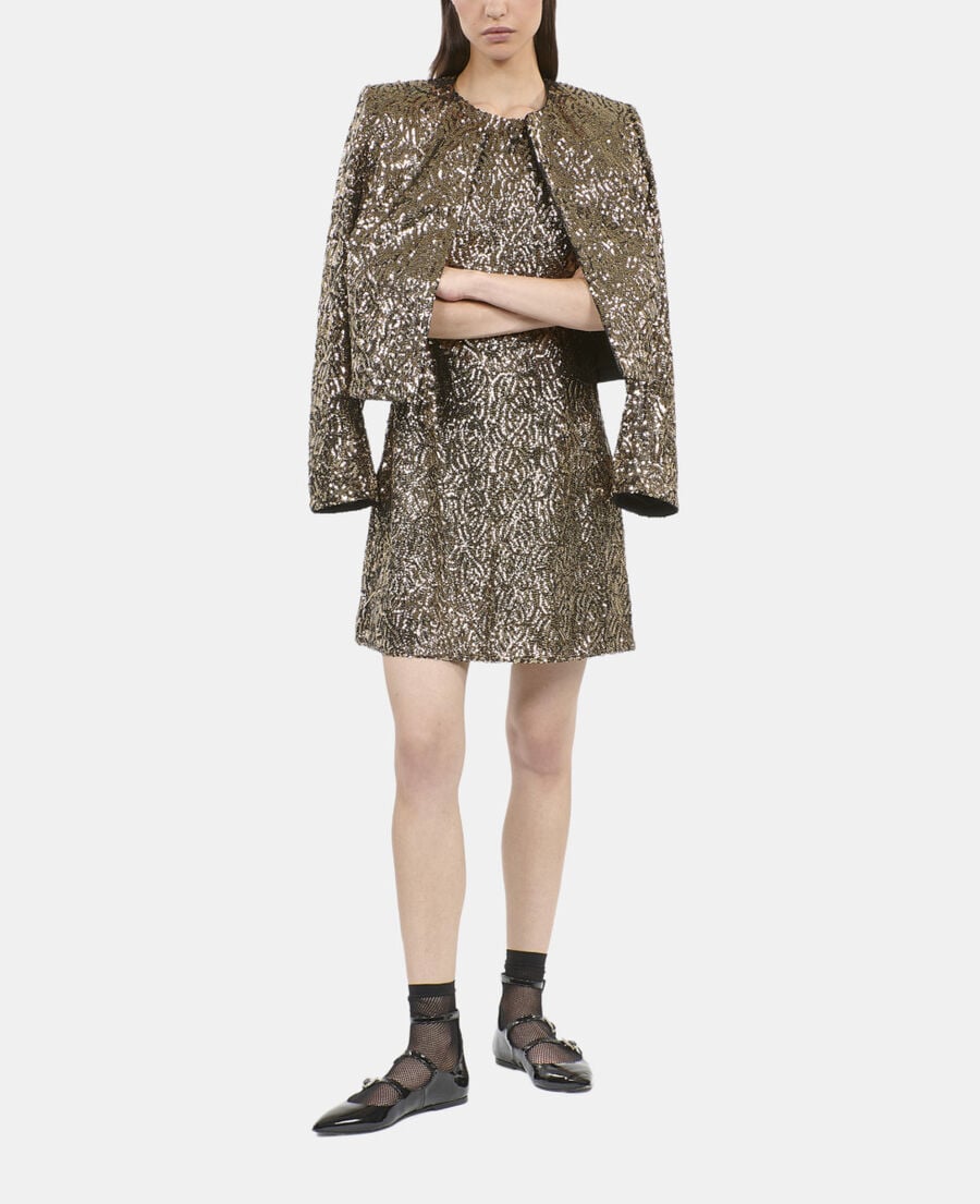 The Kooples FEMME GOLD veste courte &agrave; sequins dor&eacute;s