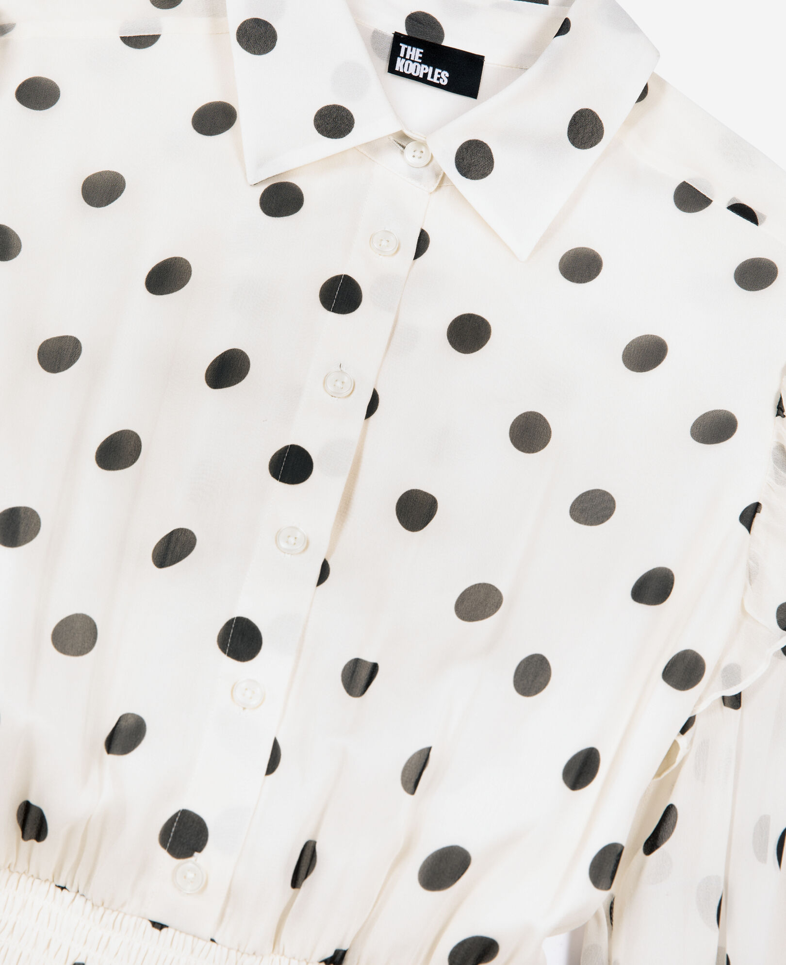 The Kooples WOMEN WHITE / BLACK long white dress with ecru polka dots
