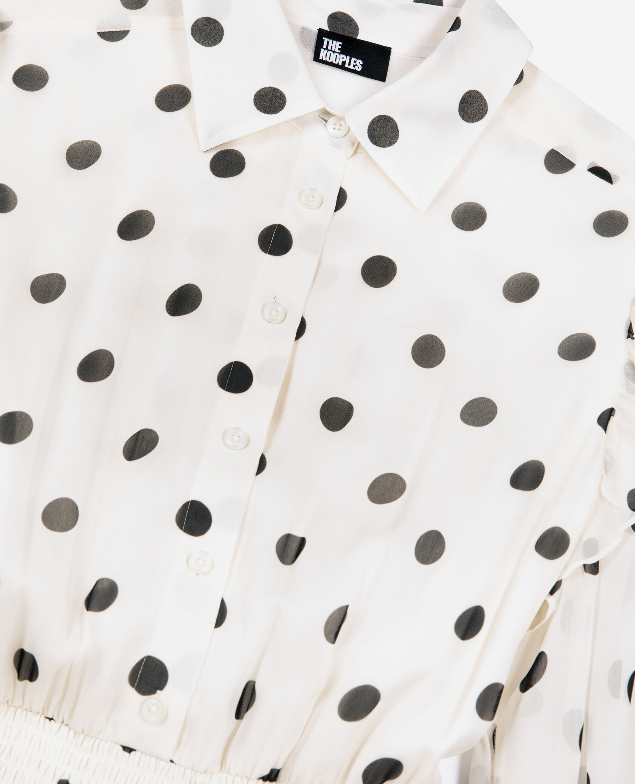 Long white dress with ecru polka dots, WHITE / BLACK, hi-res image number null