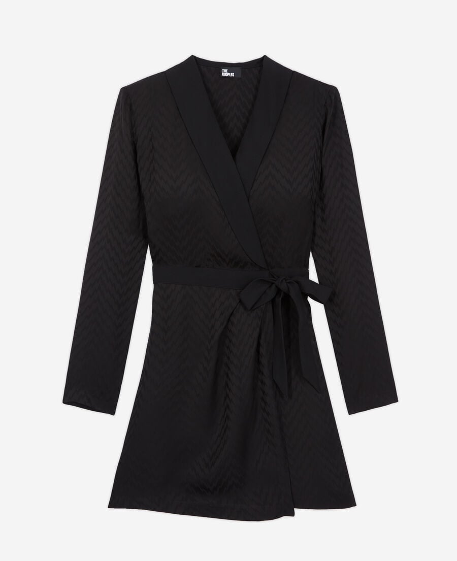 The Kooples WOMEN BLACK short printed wrap dress