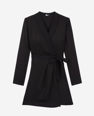 The Kooples WOMEN BLACK short printed wrap dress