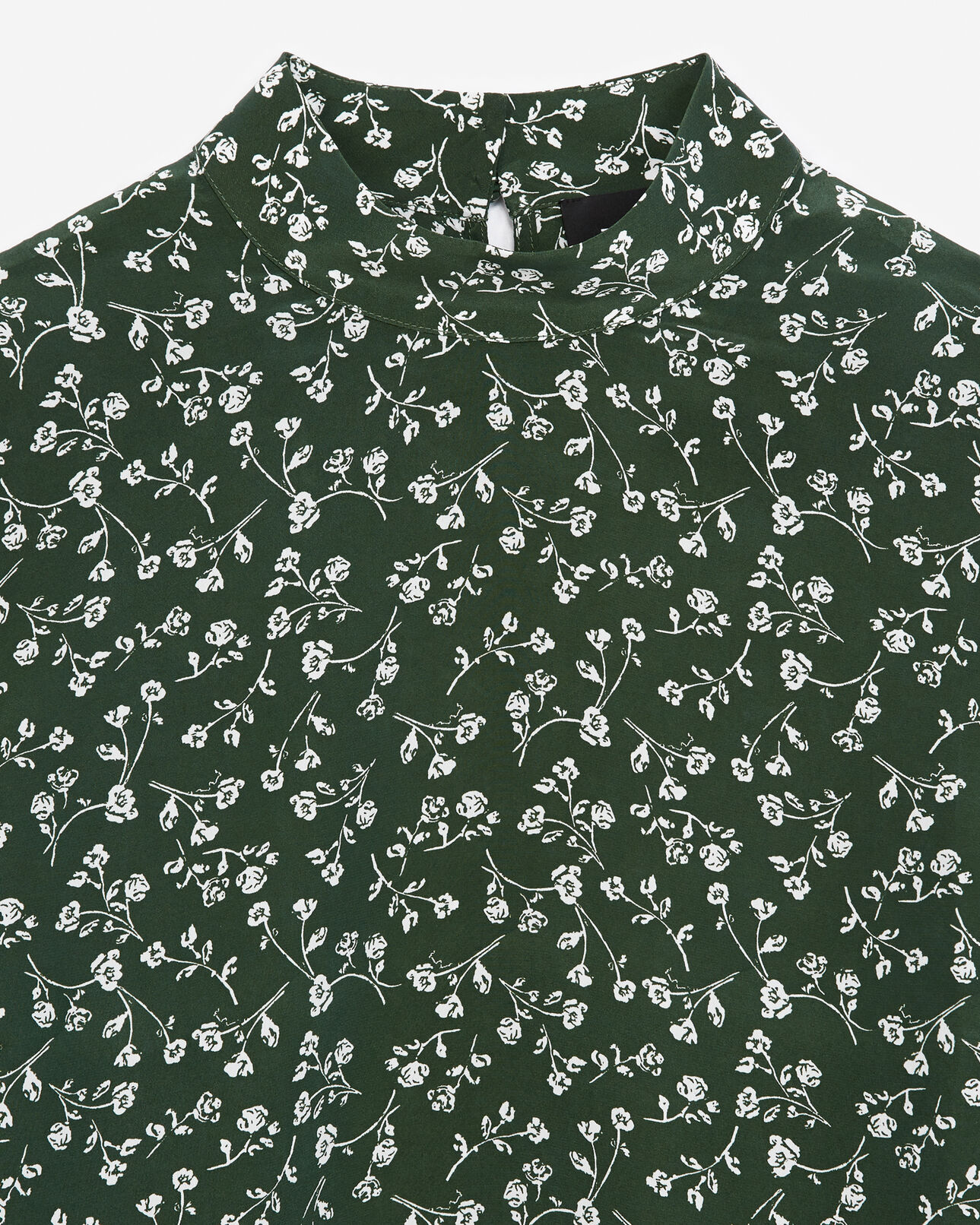 The Kooples FEMME GREEN/ECRU top fluide vert écru fleuri col montant