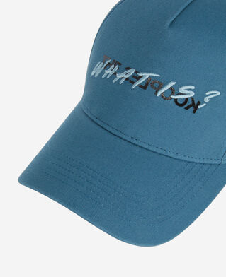 The Kooples UNISEX BLUE PETROL tiefblaue kappe mit „what is“-schriftzug