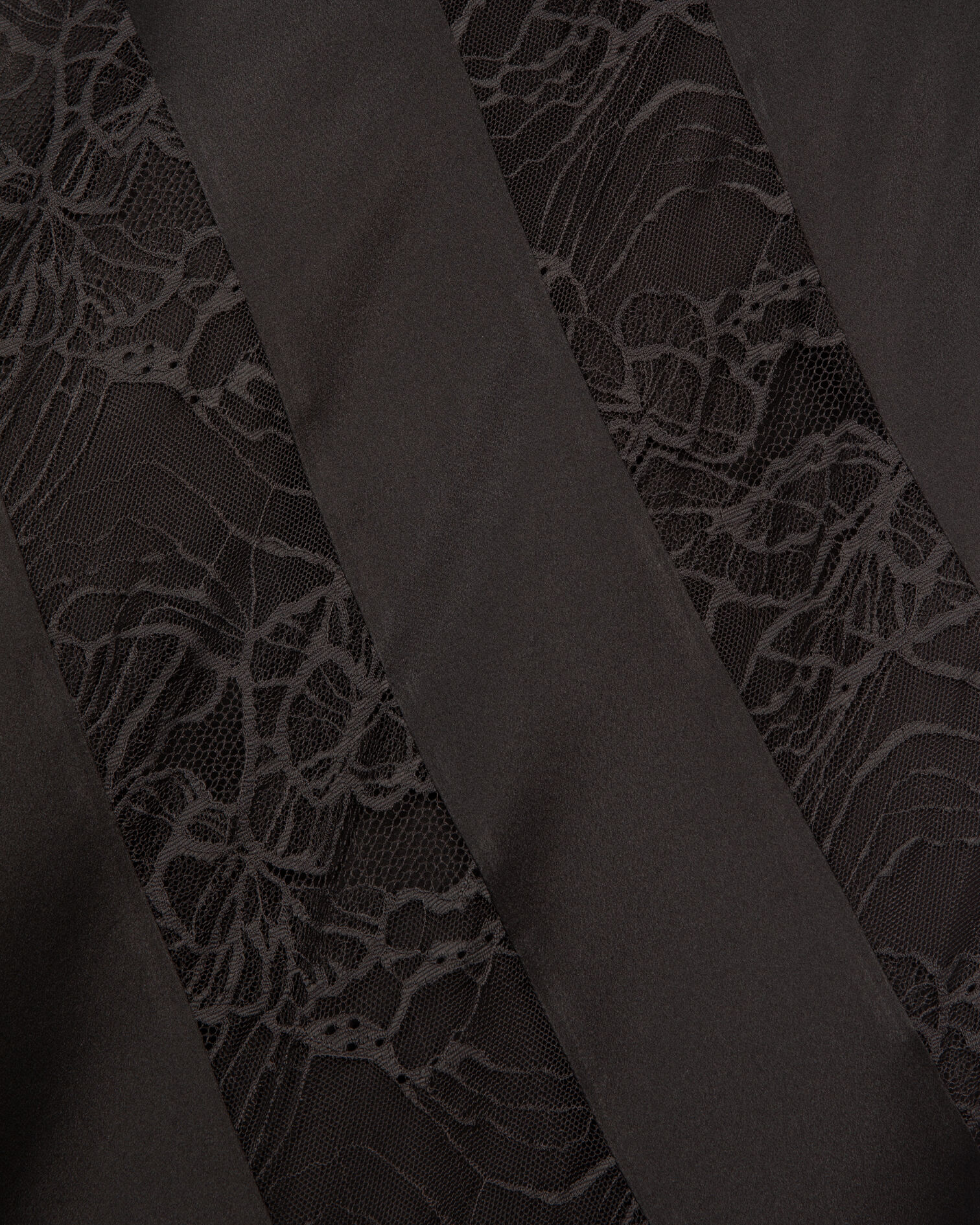 Langes Babydoll-Kleid aus Seide und schwarzer Spitze, BLACK, hi-res image number null