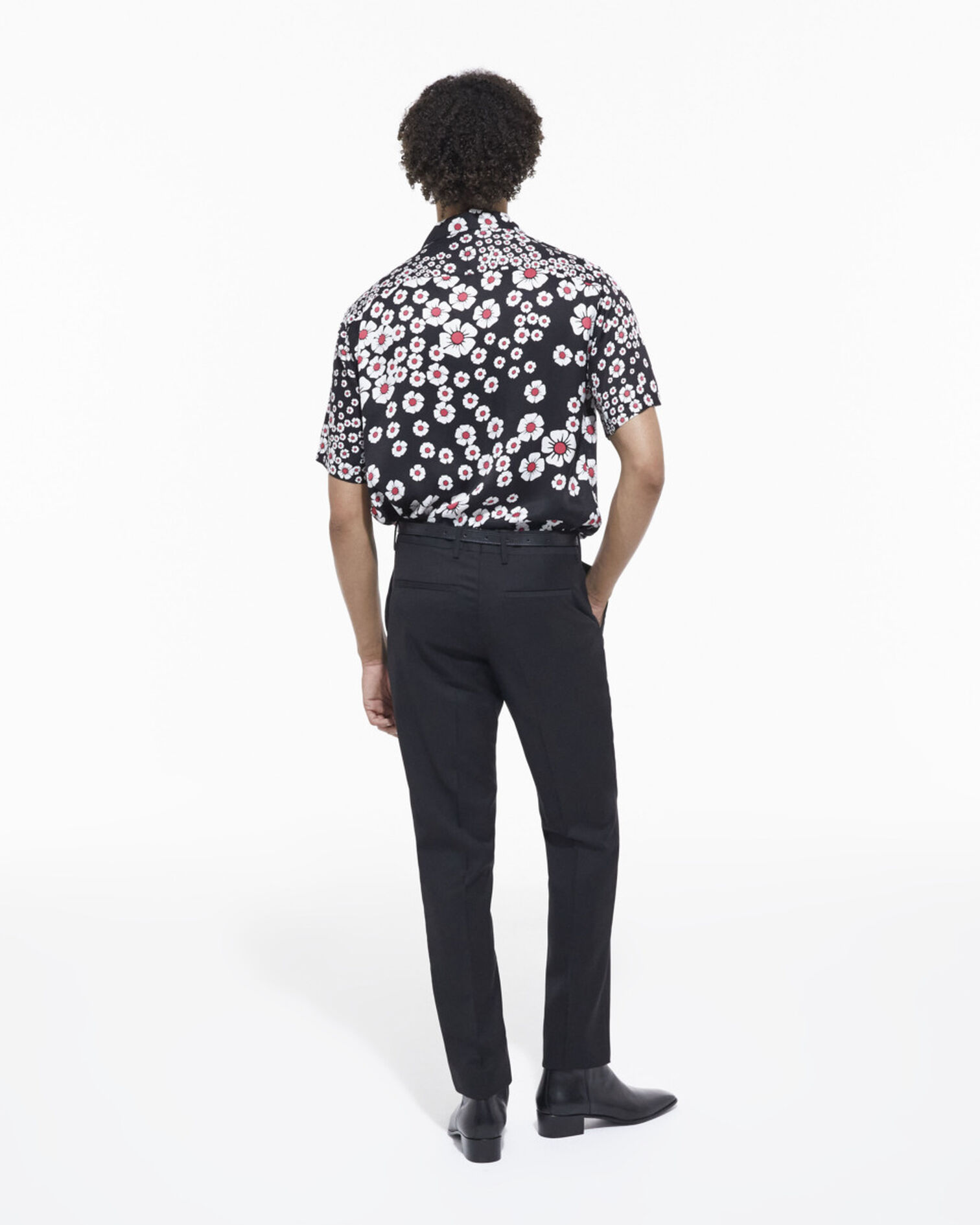 Floral hawaiian collar shirt, BLACK / PINK, hi-res image number null