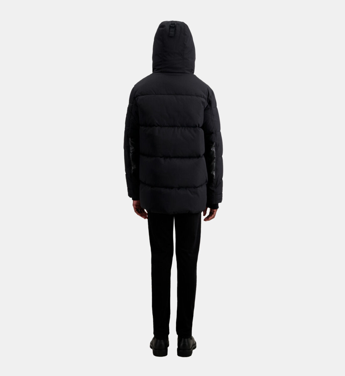 Black hooded parka