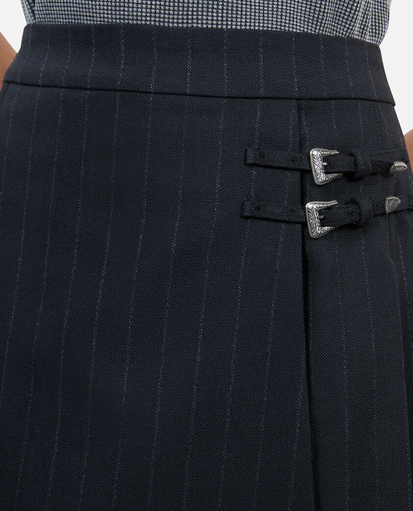 The Kooples FEMME BLACK jupe courte plissée à rayures noire