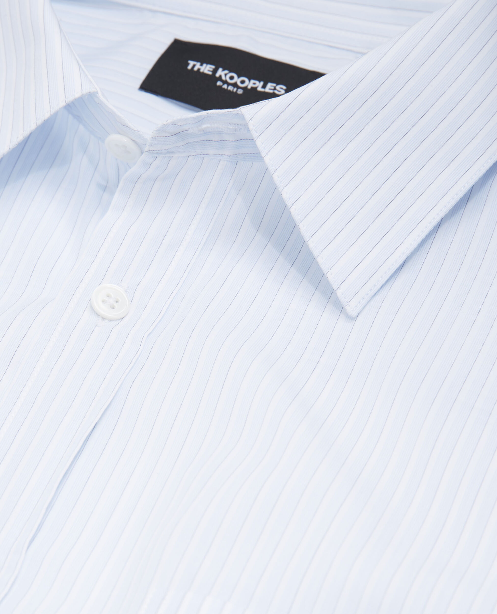 Camisa blanca de algodón de rayas finas, WHITE / SKY BLUE, hi-res image number null