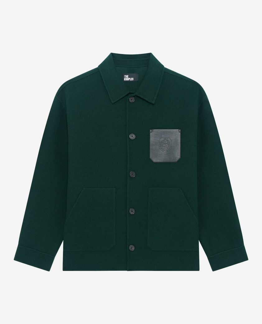 The Kooples HERREN BOTTLE GREEN dunkelgr&uuml;nes woll-overshirt