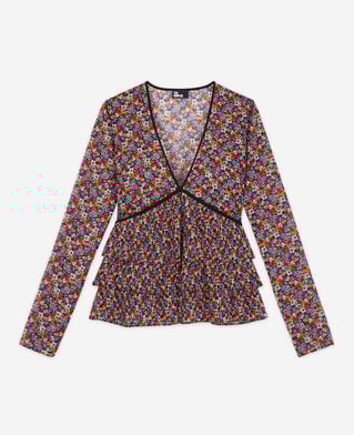 The Kooples FEMME MULTICOLOR top multicolore à volants plissés