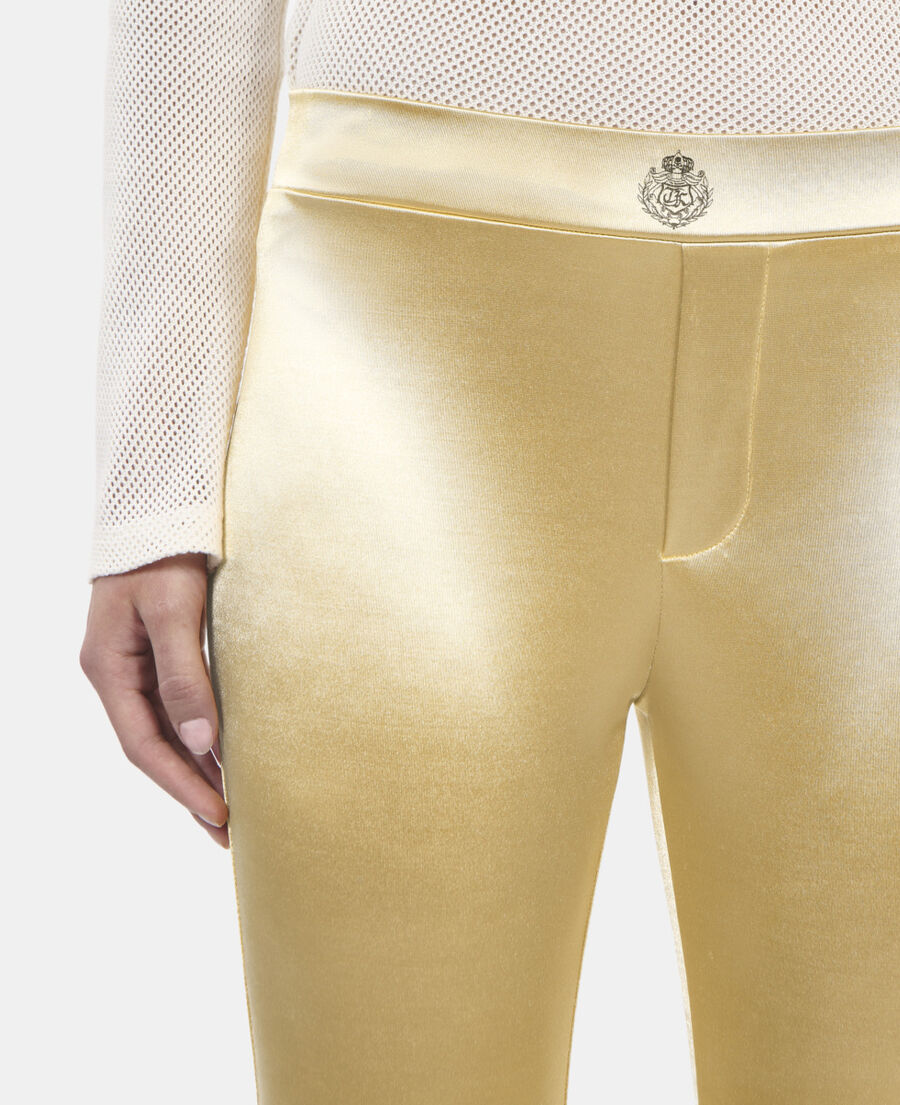 The Kooples DAMEN ANTIC GOLD goldene leggings aus satin