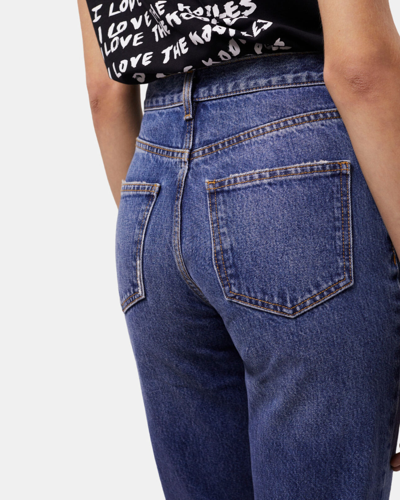 The Kooples WOMEN BLUE DENIM blue straight-cut jeans