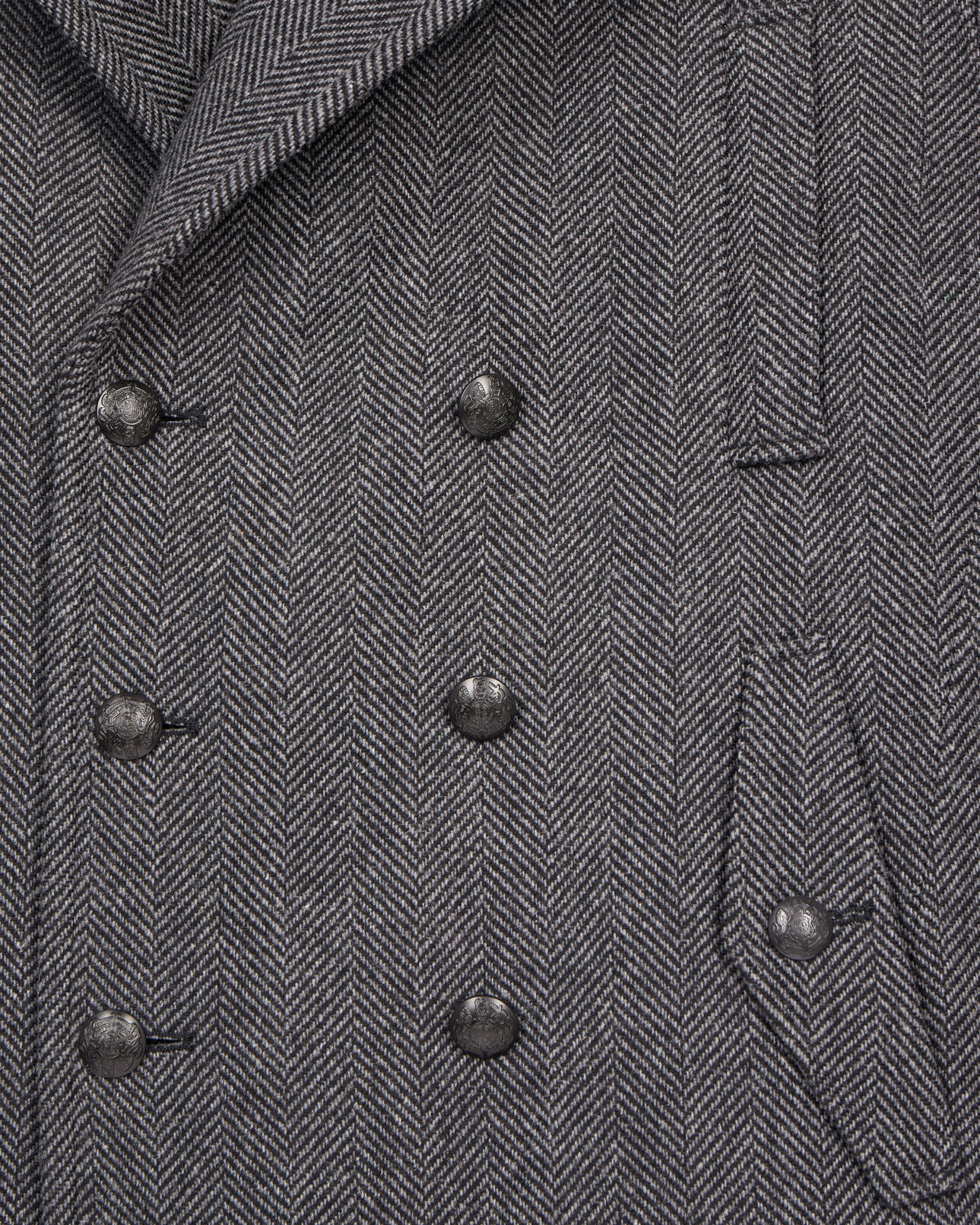 The Kooples MEN BLACK GREY black herringbone wool blend pea coat