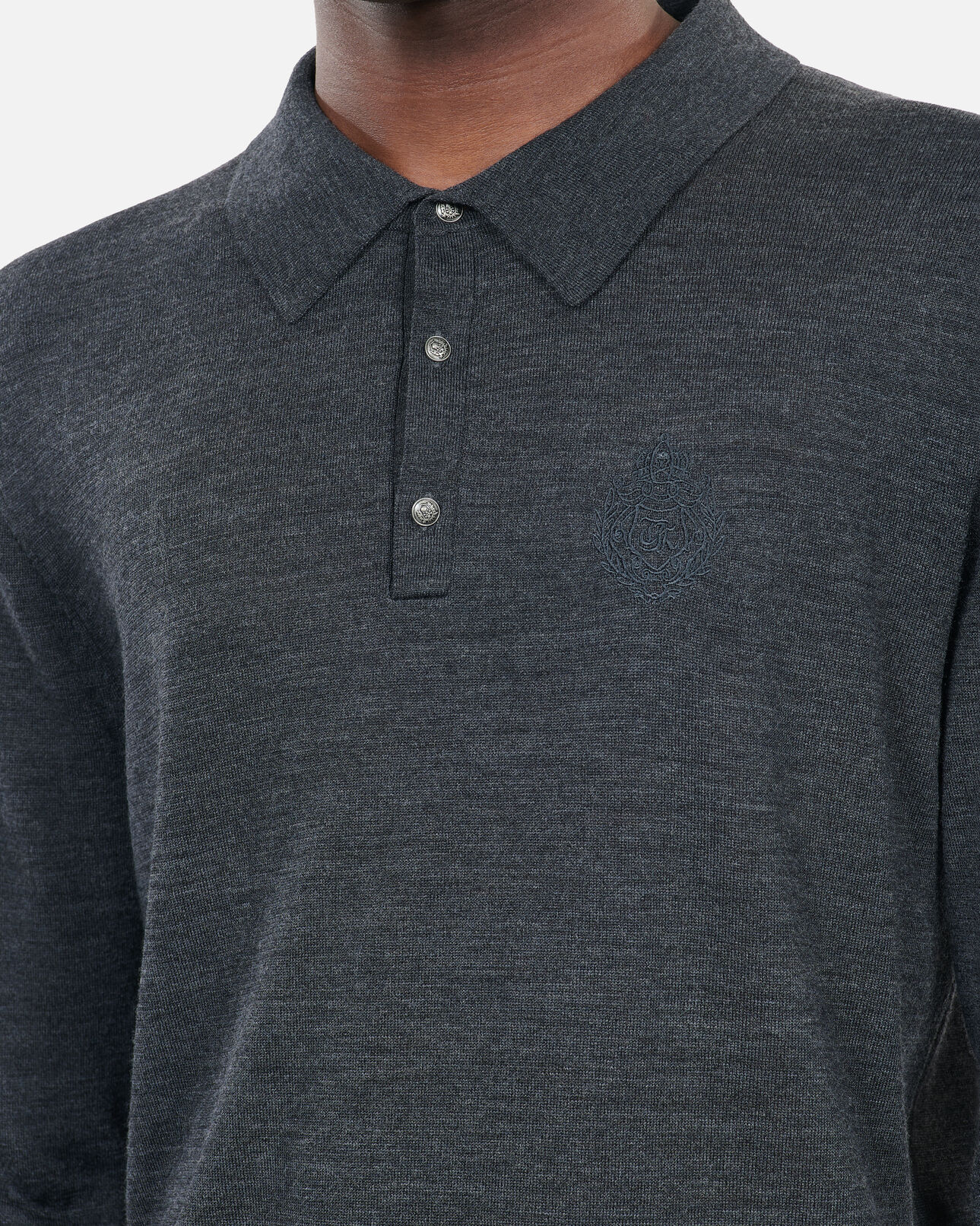 The Kooples HERREN ANTHRACITE MELANGE grauer pullover aus wolle
