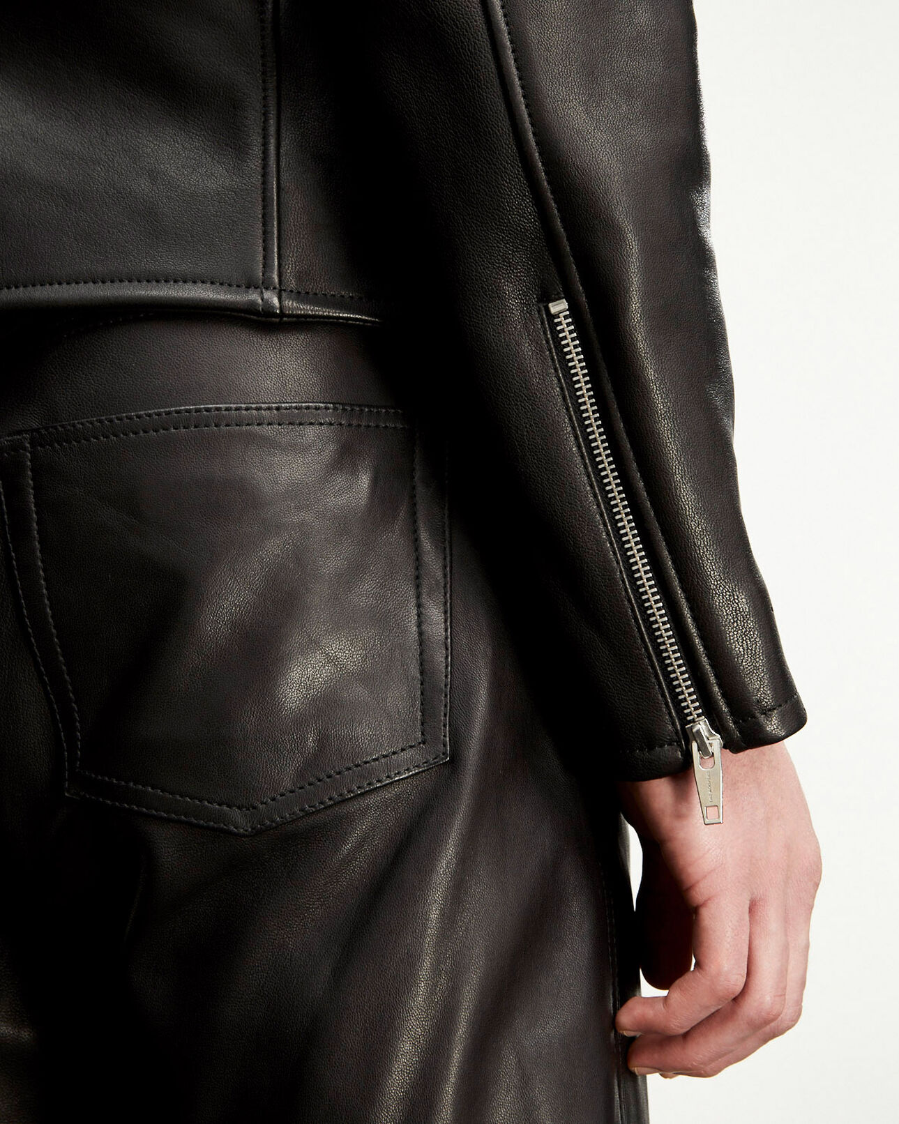 The Kooples MEN BLACK black leather jacket with zips
